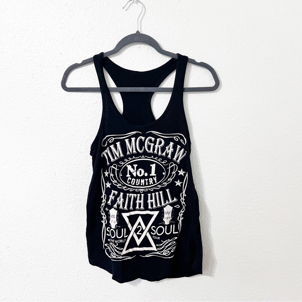 Tim McGraw Faith Hill Soul to Soul Concert Tank Top Black White Medium